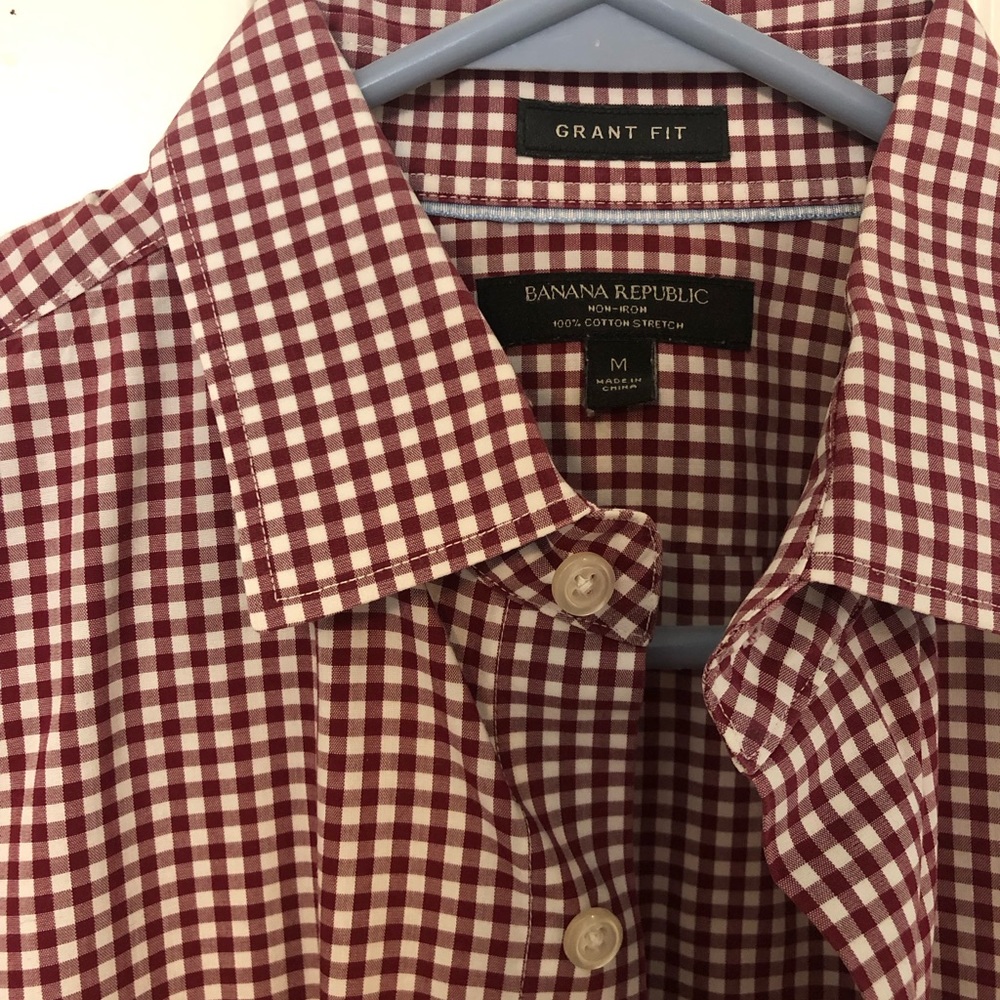 Banana republic red and white check dress shirt